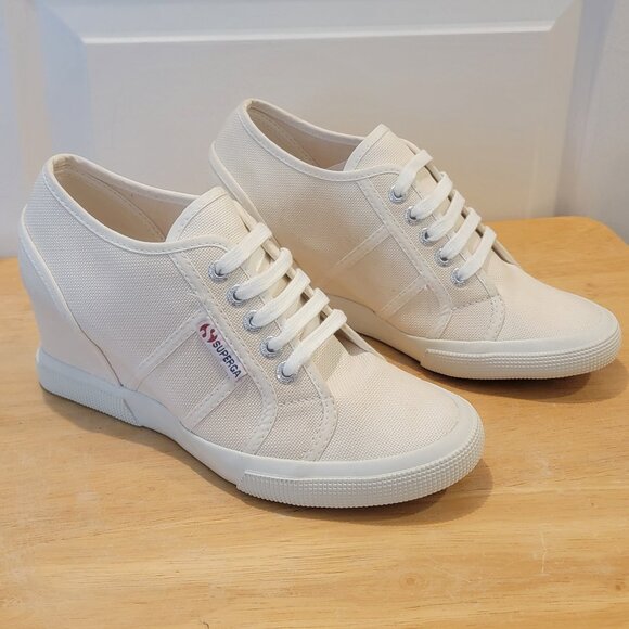 Superga Shoes - Size 37 (6.5) SUPERGA Ivory Hidden Wedge Sneakers. Never Worn.